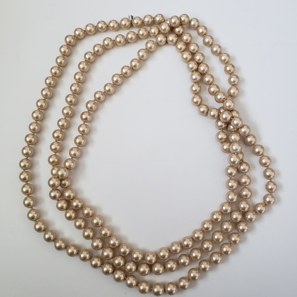Nordstrom 10mm Faux Gold Pearl Long Necklace